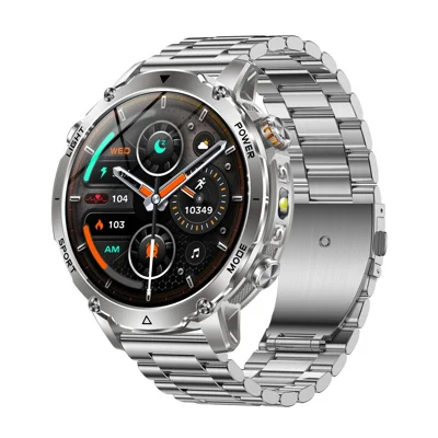 AK106 Steel Strap Smart Watch Bluetooth-compatible Call Heart Rate Sleep Tracking LED Flashlight Health Monitor - Silver