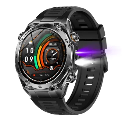 AK105 Silicone Strap Smart Watch Bluetooth-compatible Call Heart Rate Blood Pressure Sleep 1.53 Inch IP68 Sports Fitness Tracker - Black