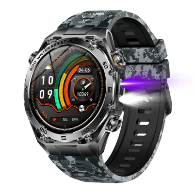 AK105 Camouflage Silicone Strap Smart Watch Bluetooth-compatible Call Heart Rate Blood Pressure Sleep 1.53 Inch IP68 Sports Fitness Tracker - Black