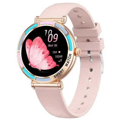 T9 1,27-Zoll-Smartwatch mit Silikonarmband Bluetooth-Anruf Frauen Gesundheit Schlafmonitor - Rosa