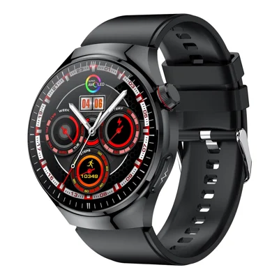 TK26Pro Smart Watch with Silicone Strap ECG Heart Rate Blood Pressure 1.43 Inch AMOLED Bluetooth-compatible Call 380mAh One-Touch Health Monitor - Black
