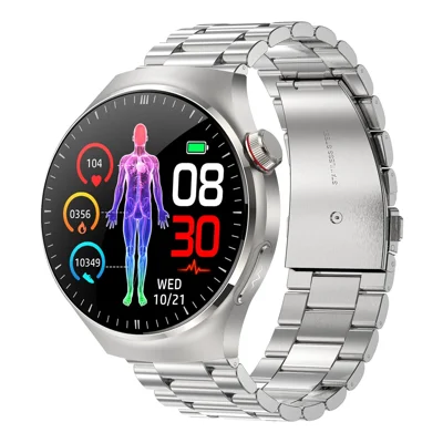 TK26Pro Smart Watch with Steel Strap ECG Heart Rate Blood Pressure 1.43 Inch AMOLED Bluetooth-compatible Call 380mAh One-Touch Health Monitor - Silver