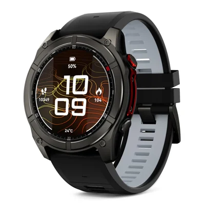 F8 Pro Outdoor Smart Watch 1.43 Inch AMOLED 530mAh 5ATM Waterproof LED Flashlight Health Monitor for Sports - Black