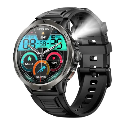 KT92 Smart Watch 1.7 Inch HD Display Bluetooth-compatible Call Encoder LED 1100mAh 3ATM Waterproof Health Monitor - Black
