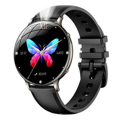 Ультратонкие женские умные часы M201, 1,32-дюймовый AMOLED-экран, измерение пульса, водонепроницаемые IP68 для спорта — черные