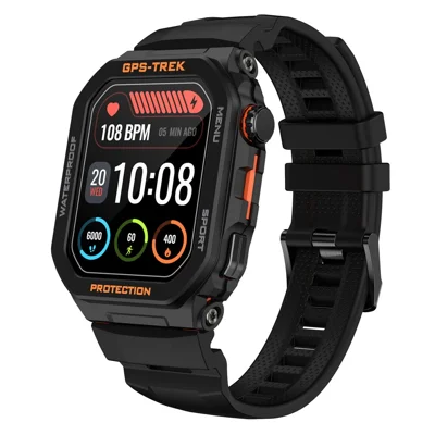 FT61 1.75 inch IPS GPS Smart Watch Bluetooth-compatible Calling Health Monitoring IP68 Waterproof - Black