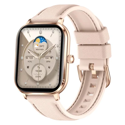 AK108 1.82 inch Smart Watch Bluetooth-compatible Calling IP68 Waterproof 123+ Sports Modes, Leather Coated Silicone Strap - Pink