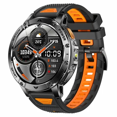 AK112 1.7 inch HD Bluetooth-compatible Calling Smart Watch 100+ Sports Modes, Dual Color Silicone Strap - Black+Orange