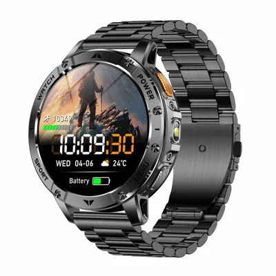 AK112 1.7 inch HD Bluetooth-compatible Calling Smart Watch 100+ Sports Modes, Steel Strap - Black