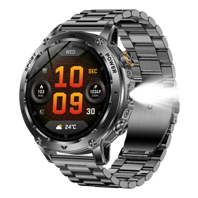 AK118 Outdoor Sport Smart Watch 1.7 inch HD Bluetooth-compatible Calling Health Monitoring IP68 Waterproof, 3-Bead Steel Strap - Black