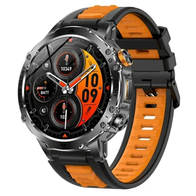 AK125 1.7 inch HD Smart Watch IP68 Waterproof Bluetooth-compatible Calling Heart Rate Monitor Sports Watch, Dual Color Silicone Strap - Black+Orange