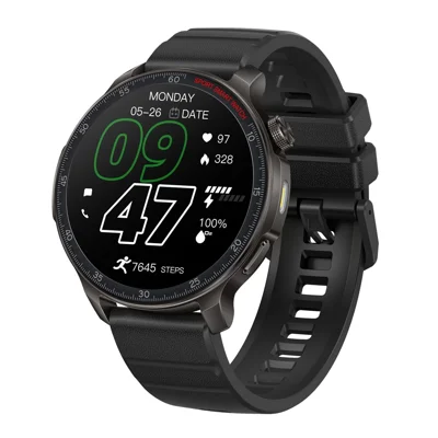 HT48 Smart Watch 1.46-Inch IPS 360x360 Display, Bluetooth-compatible Calling, Noise Decibel Meter, Health Monitoring, IP68 Waterproof, Silicone Strap - Black