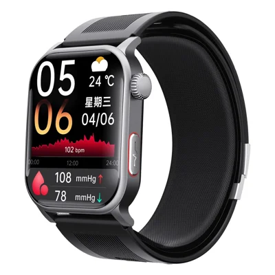 F540 Air Pump Blood Pressure Smart Watch with ECG/Sleep/Blood Oxygen and Heart Rate Monitoring - Black