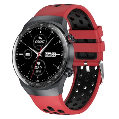 AK26 Fashionable Bluetooth-compatible Smart Watch Sports Modes Body Blood Pressure Sleeping Monitoring Steel Band Smart Bracelet (Silicone Strap) - Black/Red