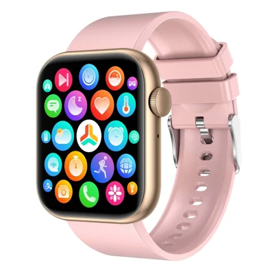 QX7 1.85-inch HD Screen Smart Watch Bluetooth-compatible Call Waterproof Sports Bracelet Health Watch with Rotary Encoder Button - Pink / Gold