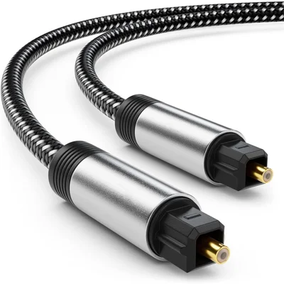 1m Optical Cable Nylon Braided SPDIF Gold-Plated Plug Digital Audio Fiber Optic Cord Toslink Compatible with Soundbar, TV (Style B)