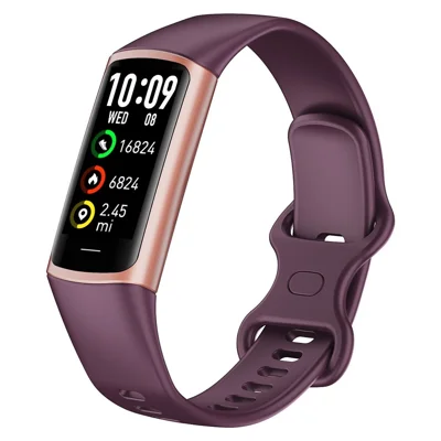 C68L 0.96" Smart Watch with Heart Rate, Temperature Monitoring Message Push Pedometer Sports Bracelet - Wine Red