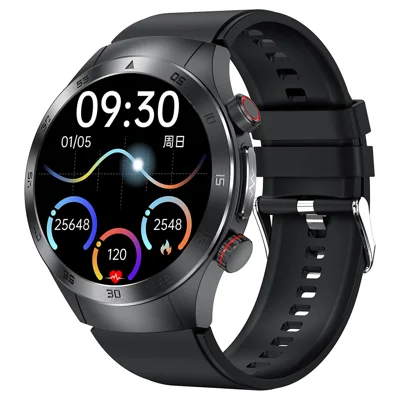 E800 1.49-inch AMOLED Screen Bluetooth-compatible Call Laser Therapy ECG Smart Watch, Silicone Strap - Black