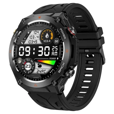 KC82 Altitude Air Pressure Compass Function Men Smart Watch Waterproof Bluetooth-compatible Call GPS Outdoor Sports Watch - Black