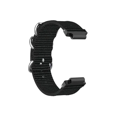 For Garmin Forerunner 220 230 235 630 620 735 Nylon Canvas Watch Band Replacement Strap with Metal Buckle - Black