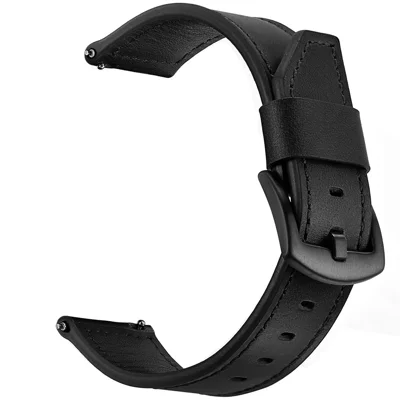 Pour Samsung Gear S3 Classic/S3 Frontier Véritable Bracelet de Montre en Cuir de Remplacement 22mm - Noir