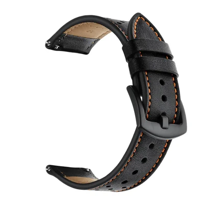 Bracelet en cuir véritable de 22 mm de diamètre pour montre connectée Samsung Gear S3 Classic/Frontier - Noir