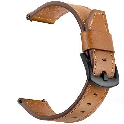 For Huawei Watch GT 7 46mm / Samsung Gear S3 Classic / S3 Frontier Quick-Release-22mm Knife Tail Genuine Leather Watch Strap Replacement Band - Brown