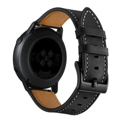 20mm Smart Watch Replacement Strap for Samsung Galaxy Watch4 Classic / Galaxy Watch4 / Galaxy Watch Active1 / Active2 Genuine Cow Leather Band - Black