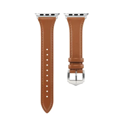 Genuine Leather Smart Watch Band Strap for Apple Watch Series 12 11 10 42mm / 9 8 7 41mm / SE3 SE2 SE 6 5 4 40mm / 3 2 1 38mm - Brown