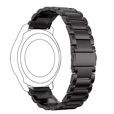 Quick-Release-22mm Three Beads Stainless Steel Watch Strap for Huawei Watch GT 7 46mm / Watch GT2e / GT2 46mm - Black