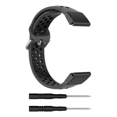 26mm Bi-Color Silicone Smart Watch Band for Garmin Fenix 8 51mm / Enduro 3 / Fenix 7X / Fenix 6X / Fenix 6X GPS / Fenix 6X Pro / Fenix 5X - Black