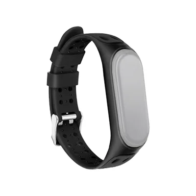Bi-color Silicone Watch Band Replacement Strap for Xiaomi Mi Band 5/6/7 - Black