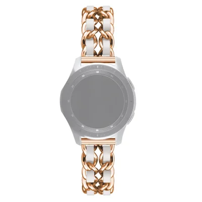 22 mm Metal + pu Leather Watch Band Pour Samsung Gear s3 / Galaxy Watch 46mm / Huawei GT 2 46mm / Huami Amazfit Watch 1/2 - or Rose / Blanc