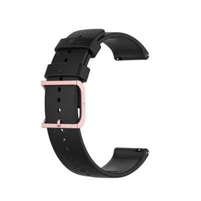 For Polar Ignite / Garmin Vivoactive 3 20mm Silicone Smart Watch Band Adjustable Pin Buckle Replacement Strap - Black