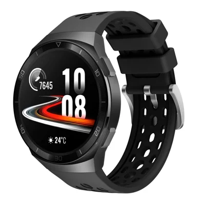 Bi-color Silicone Smart Watch Strap Adjustable Watchband for Huawei Watch GT 2e - Black / Black