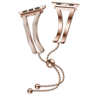Stainless Steel Watch Band Jewelry Bracelet for Apple Watch Series 12 11 10 42mm / 9 8 7 41mm / SE3 SE2 SE 6 5 4 40mm / 3 2 1 38mm - Rose Gold / Apricot