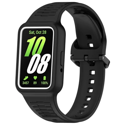 For Honor Band 9 Silicone Watch Band Wrist Strap with Watch Case - Black