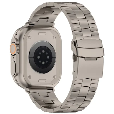 For Apple Watch Series 12 11 10 42mm  / 9 8 7 41mm / SE3 SE2 SE 6 5 4 40mm / 3 2 1 38mm Titanium Alloy Band Rice Spike Texture Wrist Strap  - Titanium