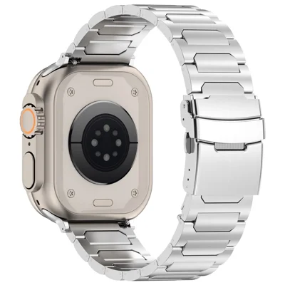 For Apple Watch Series 12 11 10 42mm  / 9 8 7 41mm / SE3 SE2 SE 6 5 4 40mm / 3 2 1 38mm Titanium Alloy Bracelet - Silver