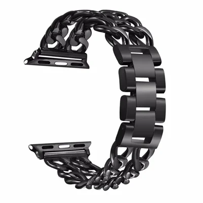 Steel Wrist Watch Band for Apple Watch Series 12 11 10 42mm / 9 8 7 41mm / SE3 SE2 SE 6 5 4 40mm / 3 2 1 38mm - Black