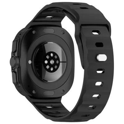 For Samsung Galaxy Watch Ultra2 47mm / Watch Ultra (2025) 47mm / Watch Ultra 47mm Watch Band Adjustable Silicone Wrist Strap - Black
