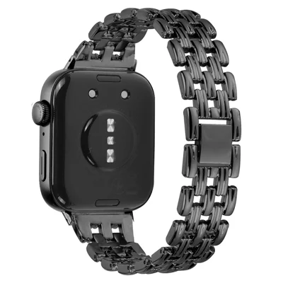 For Huawei Watch Fit 3 Hollow 5-Bead Watch Band Metal Wrist Strap Replacement - Black
