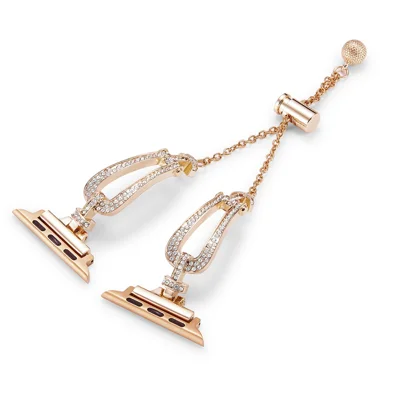 For Apple Watch Series 12 11 10 42mm / 9 8 7 41mm / SE3 SE2 SE 6 5 4 40mm / 3 2 1 38mm Rhinestone Decor Bracelet U-Shape Zinc Alloy Watch Strap - Rose Gold