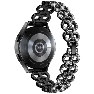 For Samsung Galaxy Watch FE 40mm Alloy Band Gourd Design Bling Watch Strap Replacement Bracelet - Black