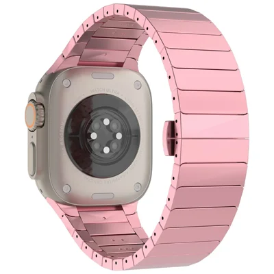 For Apple Watch Series 12 11 10 42mm / 9 8 7 41mm / SE3 SE2 SE 6 5 4 40mm / 3 2 1 38mm Zinc Alloy Band Replacement Men Watch Strap - Pink