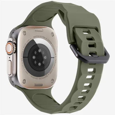 KALEBOL For Apple Watch Ultra 4 3 2 1 49mm / Series 12 11 10 46mm / 9 8 7 45mm / SE3 SE2 SE 6 5 4 44mm / 3 2 1 42mm Silicone Sport Watch Strap - Midnight Green