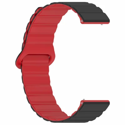 For Huawei Watch GT 7 46mm / Garmin Venu 3 Silicone Watch Band Magnetic Quick-Release-22mm Universal Replacement Strap - Black+Red