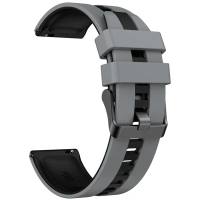 For Huawei Watch GT 3 42mm / GT 3 Pro 43mm Universal 20mm Smartwatch Strap Silicone Wrist Band - Dark Grey+Black