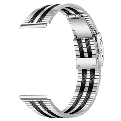 For Garmin Vivoactive 4 Watch Strap Stainless Steel Wrist Band - Silver / Black