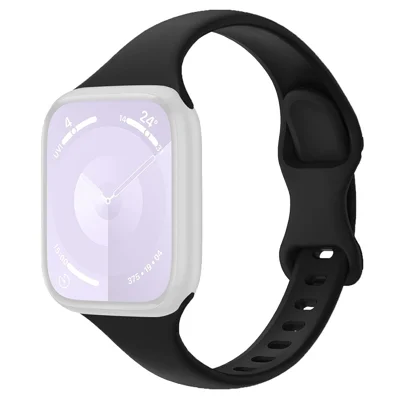 For Apple Watch Ultra 4 3 2 1 49mm / Series 12 11 10 46mm / 9 8 7 45mm / SE3 SE2 SE 6 5 4 44mm / 3 2 1 42mm Silicone Watch Band - Black
